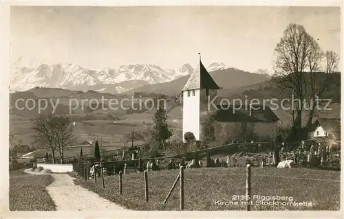 AK / Ansichtskarte Riggisberg Kirche mit Stockhornkette Riggisberg