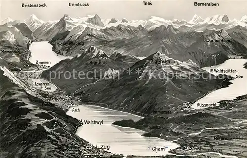 AK / Ansichtskarte Zug_ZG Panoramakarte Zug_ZG