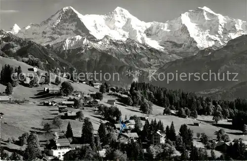 AK / Ansichtskarte Waldegg_Beatenberg Panorama gegen Finsteraarhorn Eiger Moench und Jungfrau Berner Alpen Waldegg Beatenberg