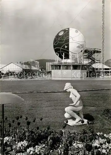 AK / Ansichtskarte Bern_BE Hospes 1954 Lichtkugel und Leuchtnadel Kochkunst Ausstellung Statue Bern_BE