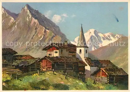 AK / Ansichtskarte Val_d_Herens La Sage et Pigne d Arolla Kuenstlerkarte Val_d_Herens