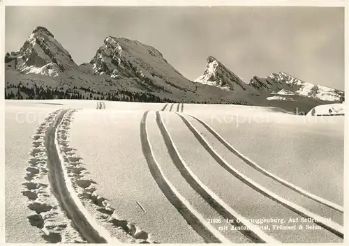 AK / Ansichtskarte Sellamatt Winterlandschaft Obertoggenburg Schneespurzen Appenzeller Alpen Sellamatt