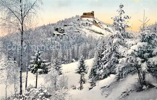 AK / Ansichtskarte Kynast_Riesengebirge Burgruine Winterlandschaft Kynast_Riesengebirge