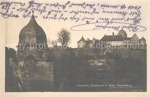 AK / Ansichtskarte Kronach_Oberfranken Stadtturm und Veste Rosenberg Kronach Oberfranken