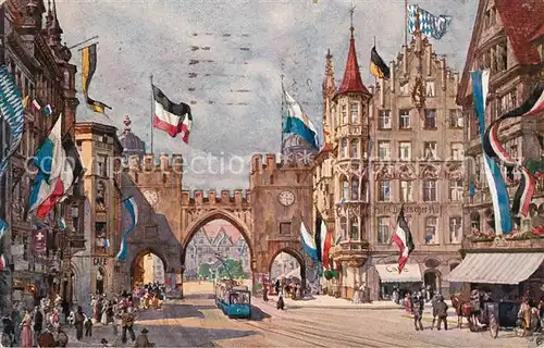 AK / Ansichtskarte Muenchen Stadtansicht im Flaggenschmuck Muenchen
