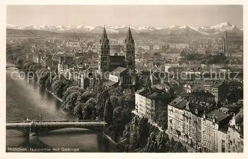 AK / Ansichtskarte Muenchen Isarpartie mit Gebirge Muenchen