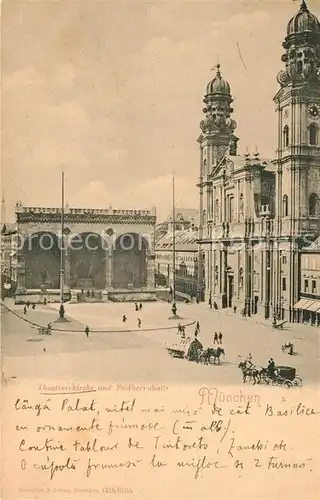 AK / Ansichtskarte Muenchen Theatinerkirche und Feldherrnhalle Muenchen