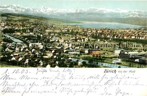 AK / Ansichtskarte Zuerich_ZH Blick von der Waid Zuerich_ZH