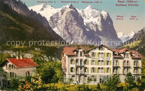 AK / Ansichtskarte Reuti_Hasliberg Kurhaus Victoria mit Rosenhorn Wellhorn Moench und Eiger Reuti Hasliberg