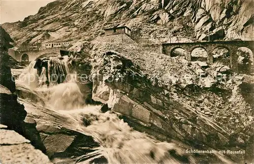 AK / Ansichtskarte Schoellenen Schoellenenbahn mit Reussfall  Schoellenen