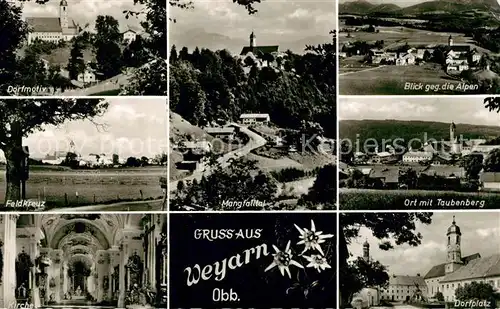 AK / Ansichtskarte Weyarn Kirche Dorfplatz Mangfalltal Weyarn