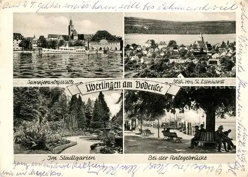 AK / Ansichtskarte ueberlingen_Bodensee Dampferanlegestelle Stadtgarten Anlegebruecke  ueberlingen Bodensee