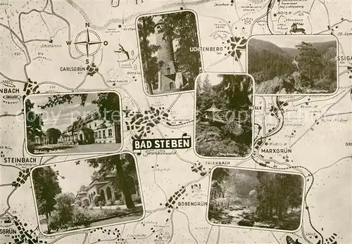 AK / Ansichtskarte Bad_Steben Landkarte Bobengruen Marxgruen Lichtenberg Steinbach Bad_Steben