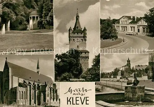 AK / Ansichtskarte Kleve Bahnhof Schwanenburg Amphitheater Schuesterken Kleve