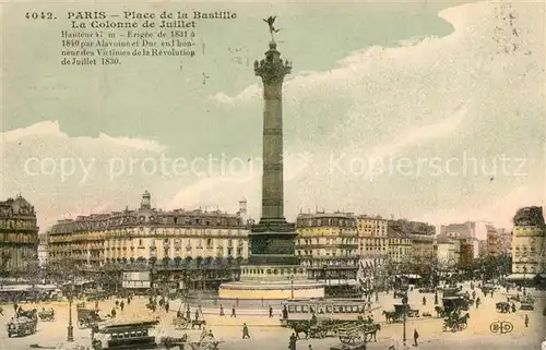 AK / Ansichtskarte Paris Place de la Bastille La Colonne de Juillet Paris