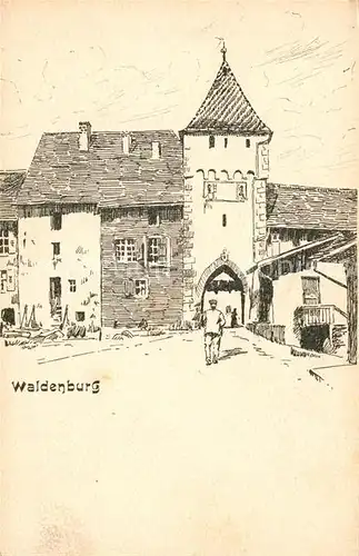 AK / Ansichtskarte Waldenburg_BL Stadttor Zeichnung Waldenburg BL