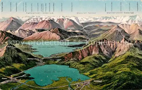 AK / Ansichtskarte Kochel_See und Walchensee mit Gebirgskette Kochel_See