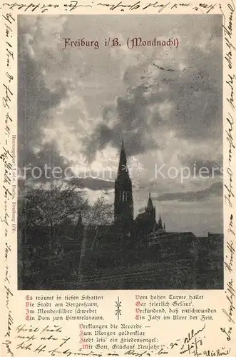 AK / Ansichtskarte Freiburg_Breisgau Muenster bei Nacht Freiburg Breisgau