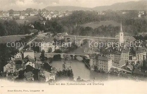 AK / Ansichtskarte Bern_BE mit den Nydeckbruecken und Obstberg Bern_BE