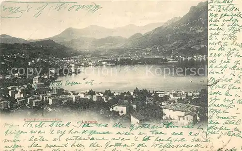 AK / Ansichtskarte Lugano_Lago_di_Lugano Panorama Hotel Bellevue au Lac Lugano_Lago_di_Lugano
