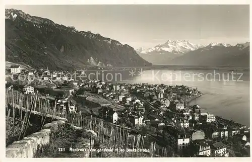 AK / Ansichtskarte Montreux_VD Vue generale et les Dents du Midi Montreux VD