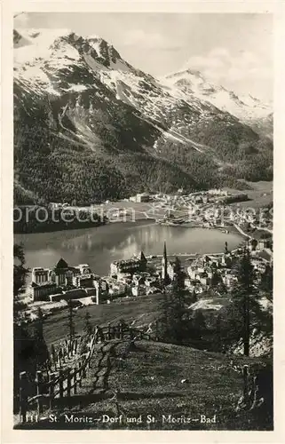 AK / Ansichtskarte St_Moritz_Dorf_GR Panorama mit St Moritz Bad St_Moritz_Dorf_GR