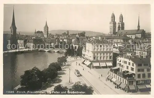 AK / Ansichtskarte Zuerich_ZH Fraumuenster St Peter und Grossmuenster Zuerich_ZH