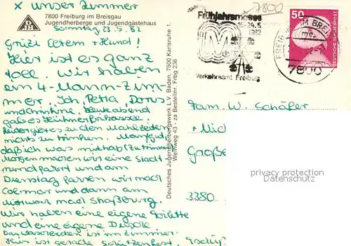 AK / Ansichtskarte Freiburg_Breisgau Jugendherberge und Jugendgaestehaus Freiburg Breisgau