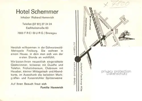 AK / Ansichtskarte Freiburg_Breisgau Hotel Schemmer Gaststube Bar Freiburg Breisgau