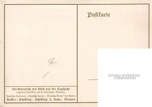 AK / Ansichtskarte Garmisch Partenkirchen Alt Garmisch mit Zugspitze Gemaelde Garmisch Partenkirchen