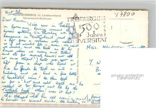 AK / Ansichtskarte Freiburg_Breisgau Jugendherberge Schwarzwald Bodensee Freiburg Breisgau