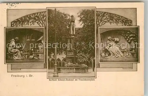 AK / Ansichtskarte Freiburg_Breisgau Berthold Schwarz Denkmal am Franziskanerplatz Freiburg Breisgau
