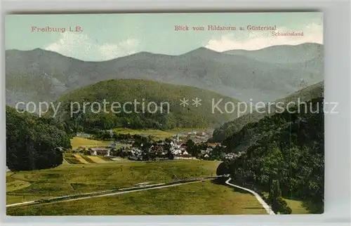 AK / Ansichtskarte Freiburg_Breisgau Blick vom Hildaturm auf Guenterstal und Schauinsland Freiburg Breisgau