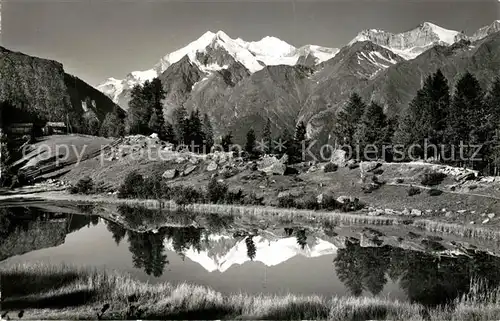 AK / Ansichtskarte Graechen_VS Graechensee mit Weisshorngruppe Bergsee Walliser Alpen Wasserspiegelung Graechen_VS