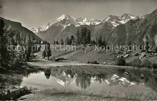 AK / Ansichtskarte Graechen_VS Graechensee mit Weisshorngruppe Bergsee Walliser Alpen Wasserspiegelung Graechen_VS