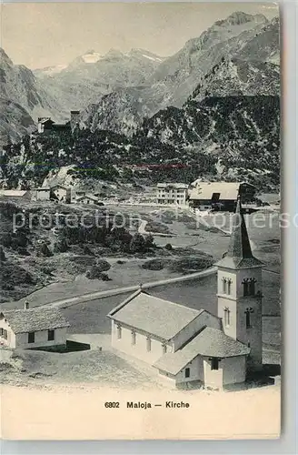 AK / Ansichtskarte Maloja_GR Kirche Panorama Maloja_GR