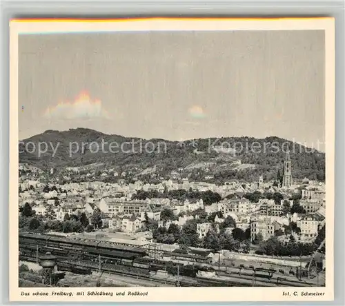 AK / Ansichtskarte Freiburg_Breisgau mit Schlossberg und Rosskopf Freiburg Breisgau