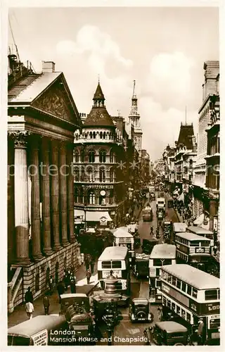 AK / Ansichtskarte London Mansion House and Cheapside Verkehr Doppeldeckerbus London
