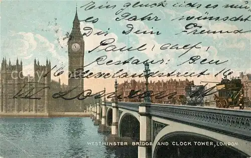 AK / Ansichtskarte London Westminster Bridge and Clock Tower London