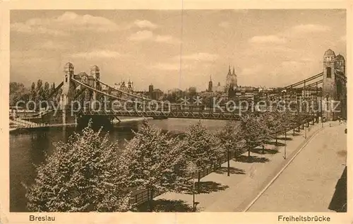 AK / Ansichtskarte Breslau_Niederschlesien Freiheitsbruecke Breslau_Niederschlesien