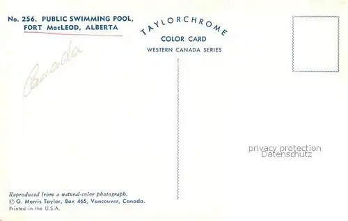 AK / Ansichtskarte Fort_Macleod Public Swimming Pool  Fort_Macleod