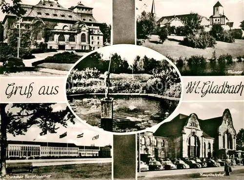 AK / Ansichtskarte Moenchengladbach Kaiser Friedrich Halle Muenster Hauptbahnhof Britisches Hauptquartier  Moenchengladbach