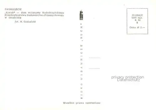 AK / Ansichtskarte Swinoujscie_Swinemuende Korab Dom Wczasowy Nadodrzanskiego  Swinoujscie Swinemuende