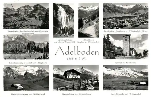 AK / Ansichtskarte Adelboden Sesselbahn Alphornblaeser Hoernliweg Wildstrubel Fitzer Hahnenmoospass Grosslohner  Adelboden