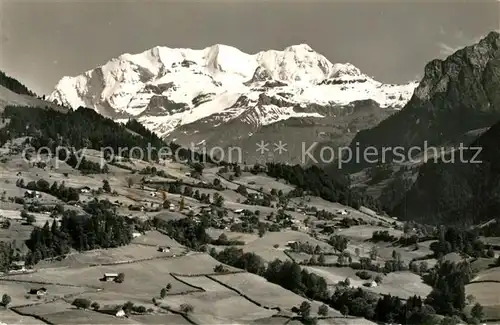 AK / Ansichtskarte Bluemlisalp_BE Fliegeraufnahme mit Scharnachtal ob Reichenbach Bluemlisalp BE