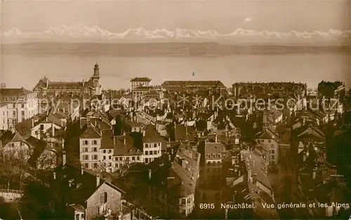 AK / Ansichtskarte Neuchatel_NE Fliegeraufnahme mit See und Alpen Neuchatel NE