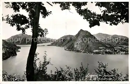 AK / Ansichtskarte Lugano_TI mit Salvatore und Melidebruecke Lugano_TI