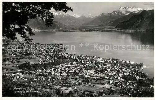 AK / Ansichtskarte Vevey_VD Fliegeraufnahme et Dents du Midi Vevey_VD