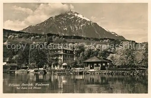 AK / Ansichtskarte Faulensee Pension Seeblick bei Spiez mit Niesen Faulensee