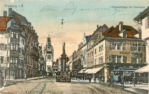 AK / Ansichtskarte Freiburg_Breisgau Kaiserstrasse mit Martinstor Freiburg Breisgau